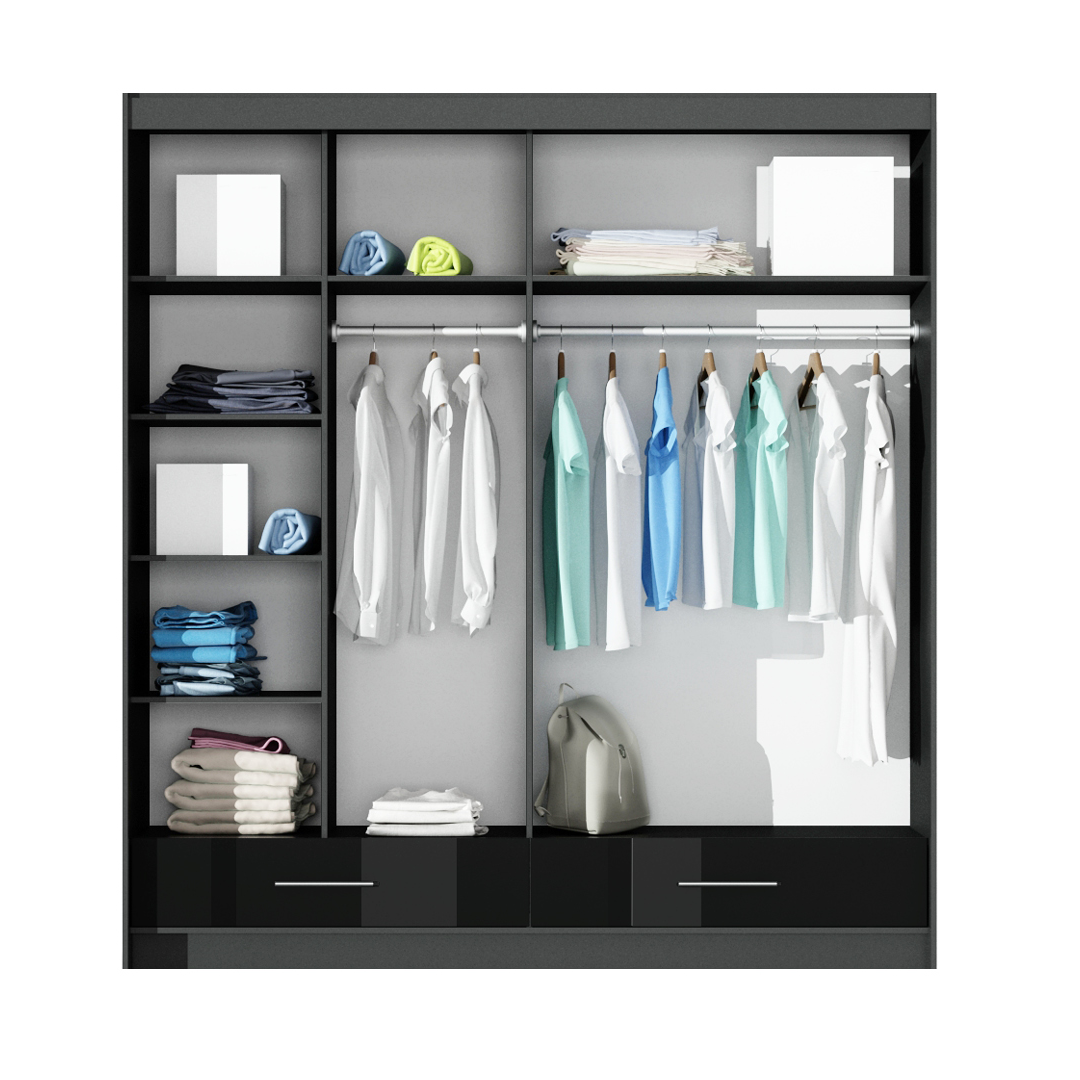 white gloss wardrobe with 2 sliding mirror doors – marsylia 208cm white gloss wardrobe with 2 sliding mirror doors – marsylia 208cm