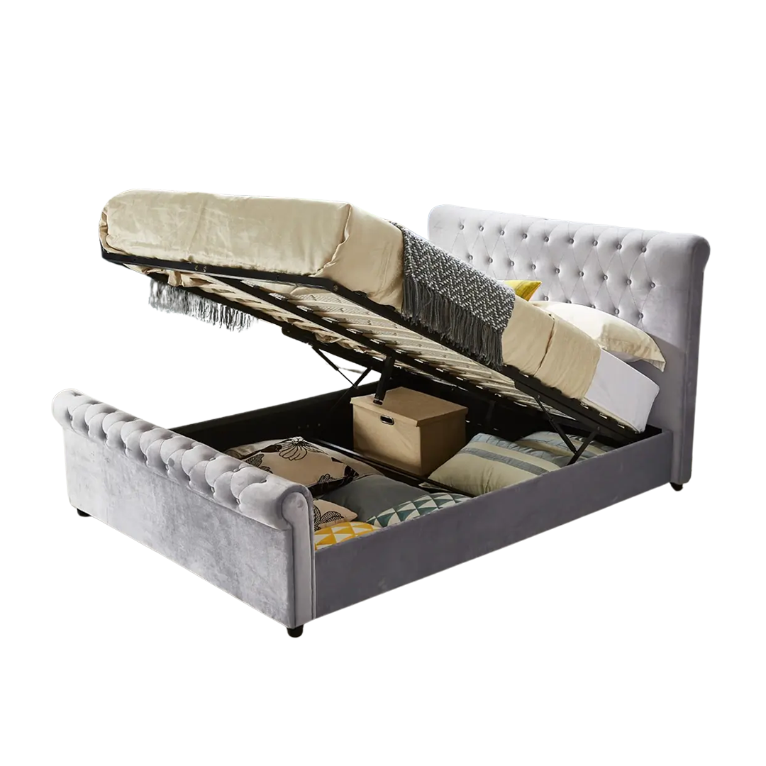 plush velvet sleigh ottoman storage bed plush velvet sleigh ottoman storage bed