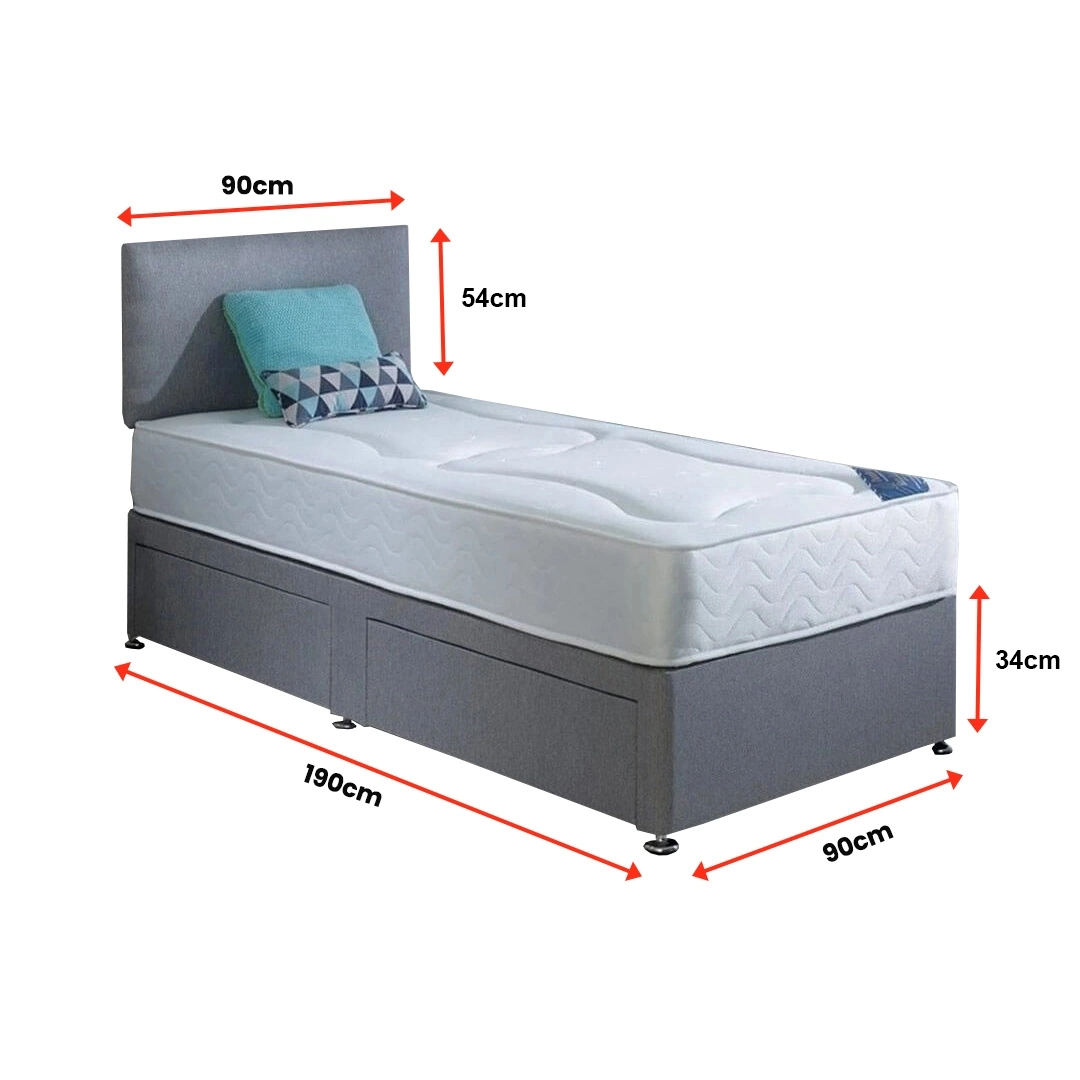single divan bed with choice of mattress – headboard & storage single divan bed with choice of mattress – headboard & storage