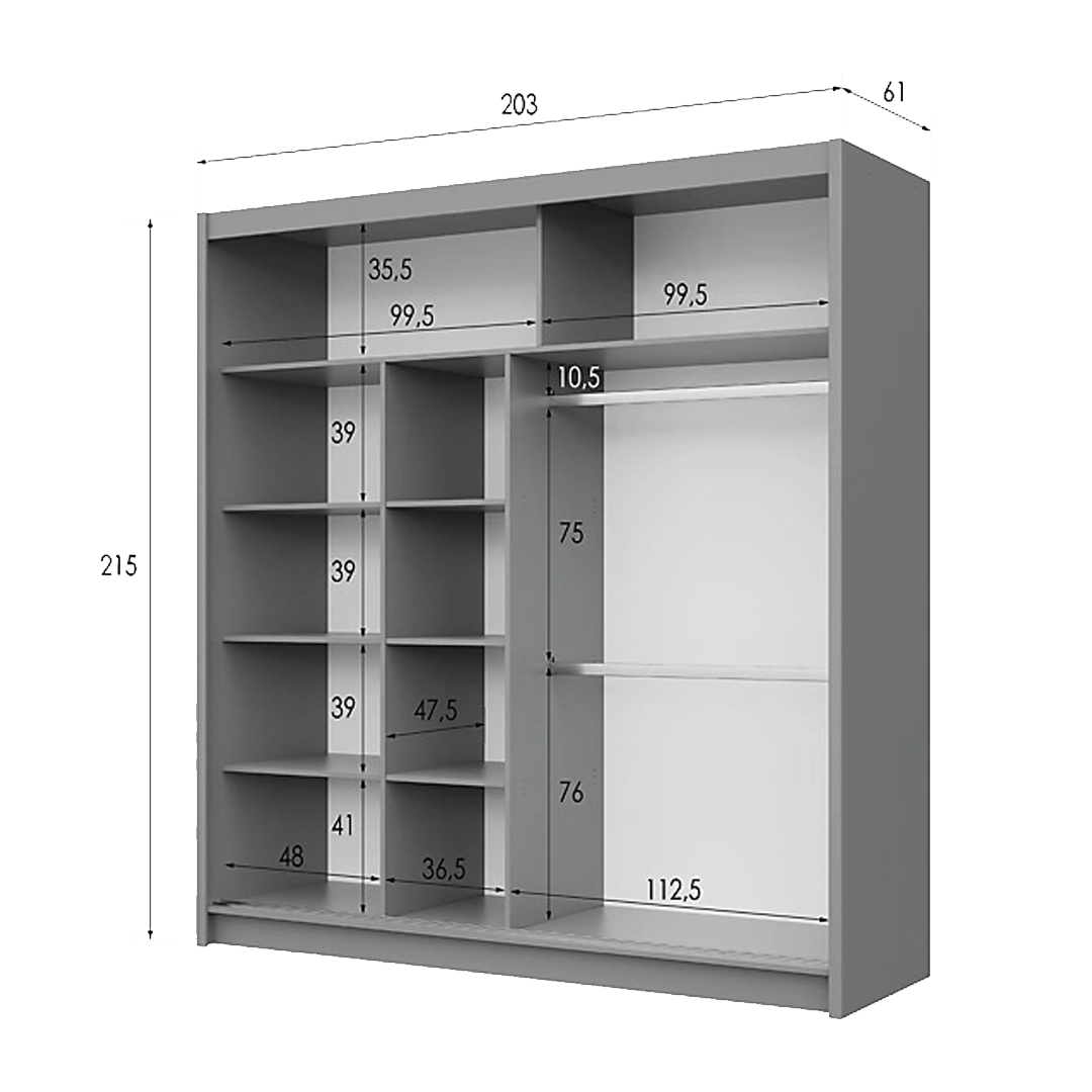 203 cm berlin sliding mirror door wardrobe 203 cm berlin sliding mirror door wardrobe