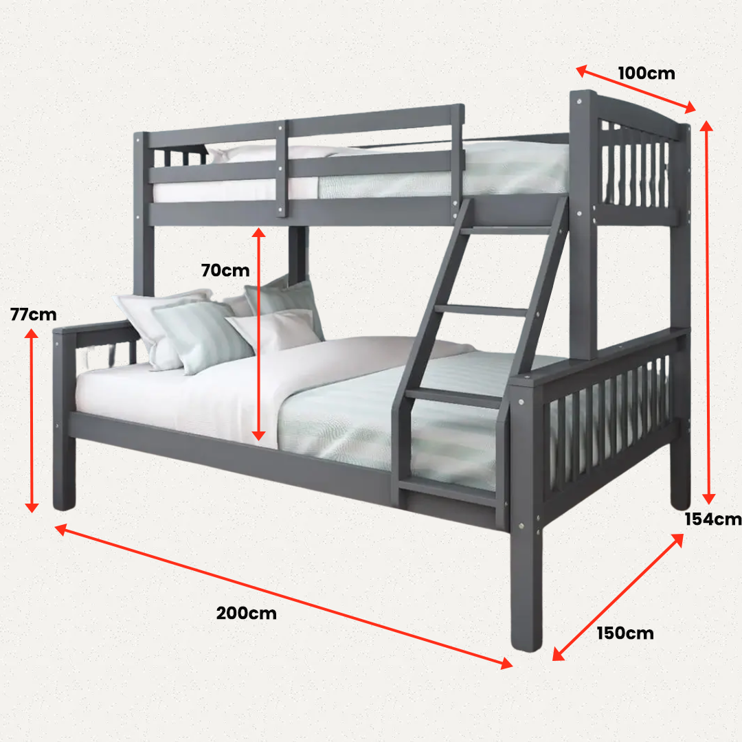 triple wooden bunk bed with mattress – comfort, safety & style | tendersleep triple wooden bunk bed with mattress – comfort, safety & style | tendersleep