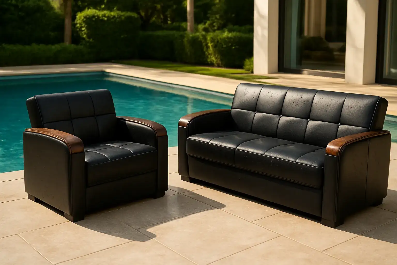 32 leather sofa bed along side of the in sunny day.webp 32 leather sofa bed along side of the in sunny day.webp