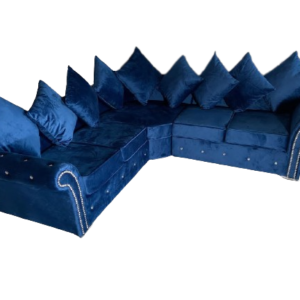 blue color plush velvet corner 5 seater sofa.png